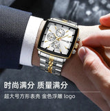 DEDIMA Swiss Brand New Chronograph Men's Square Watch With Three Eyes Six Hands Stainless Steel Band Sports Quartz Butterfly Double Buckle Hot Sale National Watches