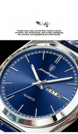 Poedagar Swiss Brand New Ultra-thin Men's Watch Waterproof Luminous Quartz Watch Men’s Classic Silver Stainless Steel Day-Date Quartz Dress Watch National Watches