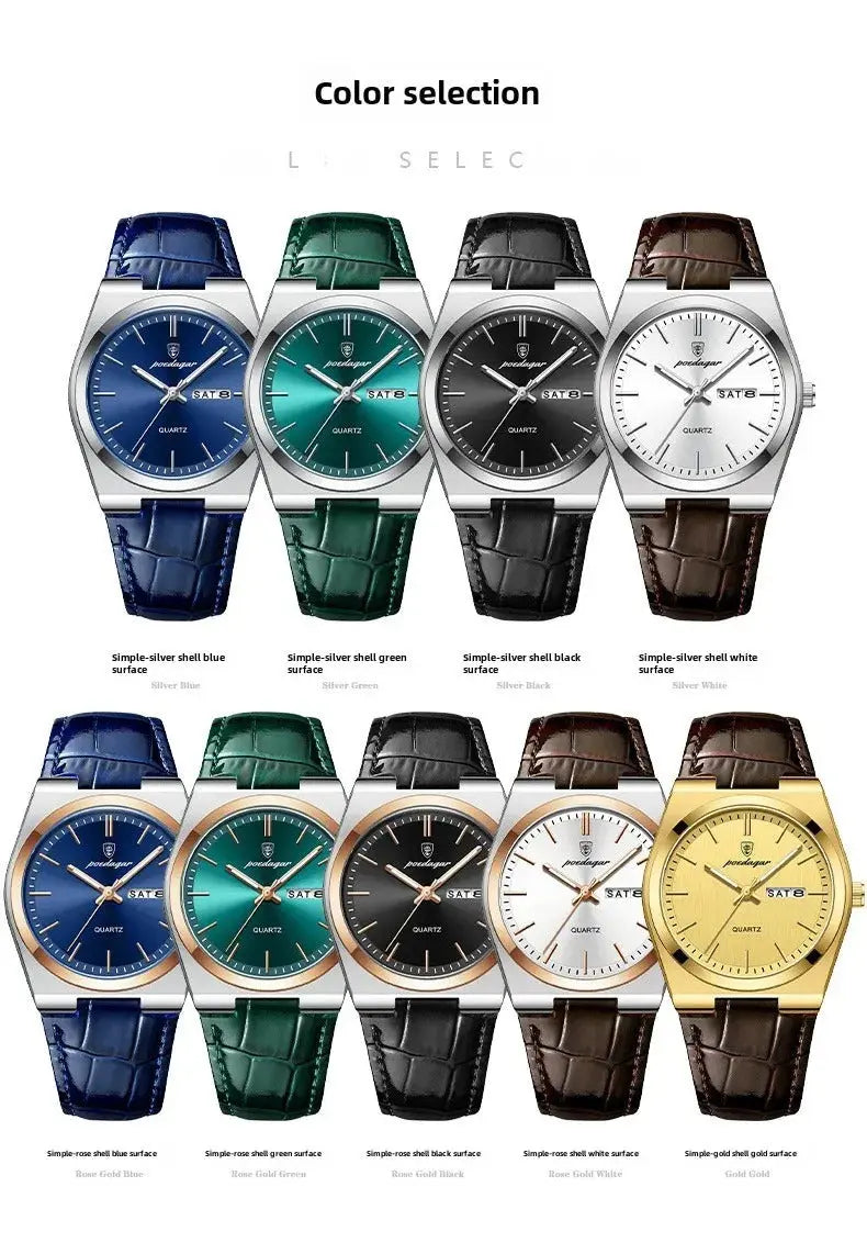 Poedagar Swiss Brand New Ultra-thin Men's Watch Waterproof Luminous Quartz Watch Men’s Classic Silver Stainless Steel Day-Date Quartz Dress Watch National Watches