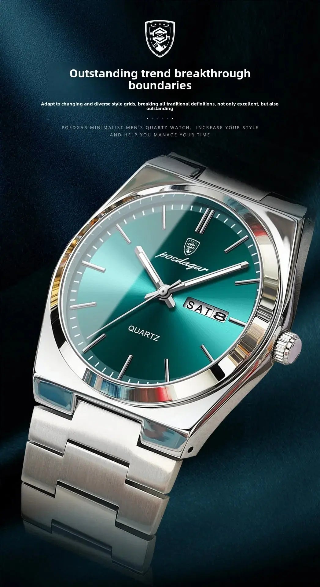 Poedagar Swiss Brand New Ultra-thin Men's Watch Waterproof Luminous Quartz Watch Men’s Classic Silver Stainless Steel Day-Date Quartz Dress Watch National Watches