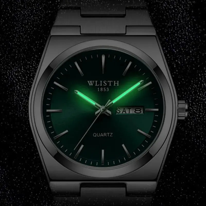 WLISTH Swiss Brand New Ultra-thin Men's Watch Waterproof Luminous Quartz Watch Men’s Classic Silver Stainless Steel Day-Date Quartz Dress Watch National Watches