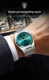 Poedagar Swiss Brand New Ultra-thin Men's Watch Waterproof Luminous Quartz Watch Men’s Classic Silver Stainless Steel Day-Date Quartz Dress Watch National Watches