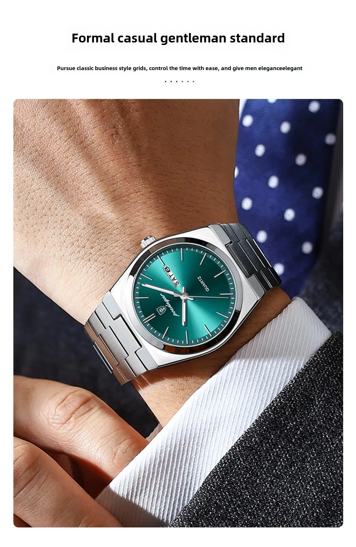 Poedagar Swiss Brand New Ultra-thin Men's Watch Waterproof Luminous Quartz Watch Men’s Classic Silver Stainless Steel Day-Date Quartz Dress Watch National Watches