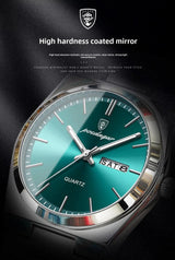 Poedagar Swiss Brand New Ultra-thin Men's Watch Waterproof Luminous Quartz Watch Men’s Classic Silver Stainless Steel Day-Date Quartz Dress Watch National Watches