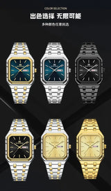 VA VA VOOM Swiss Brand New Square Gradient Men's Watch Waterproof Luminous Quartz Watch Men’s Classic Silver Stainless Steel Day-Date Quartz Dress Watch National Watches