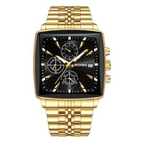 DEDIMA Swiss Brand New Chronograph Men's Square Watch With Three Eyes Six Hands Stainless Steel Band Sports Quartz Butterfly Double Buckle Hot Sale National Watches