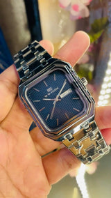 VA VA VOOM Swiss Brand New Square Gradient Men's Watch Waterproof Luminous Quartz Watch Men’s Classic Silver Stainless Steel Day-Date Quartz Dress Watch