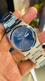 KASRLUO Swiss Brand New Ultra-thin Men's Watch Waterproof Luminous Quartz Watch Men’s Classic Silver Stainless Steel Day-Date Quartz Dress Watch