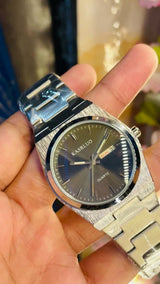 KASRLUO Swiss Brand New Ultra-thin Men's Watch Waterproof Luminous Quartz Watch Men’s Classic Silver Stainless Steel Day-Date Quartz Dress Watch