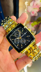 DEDIMA Swiss Brand New Chronograph Men's Square Watch With Three Eyes Six Hands Stainless Steel Band Sports Quartz Butterfly Double Buckle Hot Sale