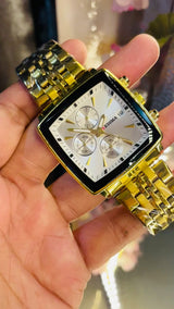 DEDIMA Swiss Brand New Chronograph Men's Square Watch With Three Eyes Six Hands Stainless Steel Band Sports Quartz