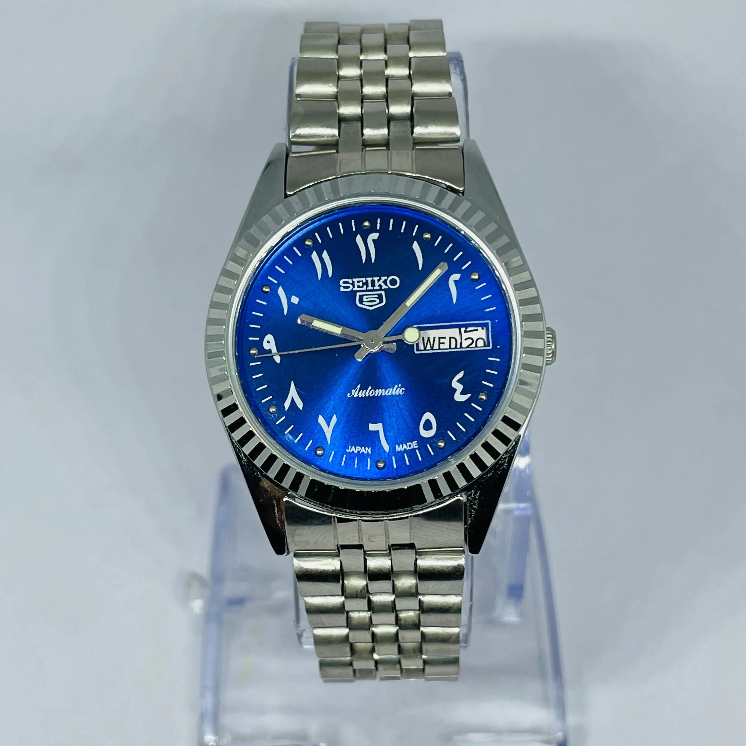 Seiko 5 Automatic Blue Dial Arabic Numerals – Refurbished Japan Vintage Watch | 17 Jewels Original Movement National Watches