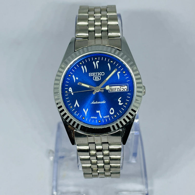 Seiko 5 Automatic Blue Dial Arabic Numerals – Refurbished Japan Vintage Watch | 17 Jewels Original Movement