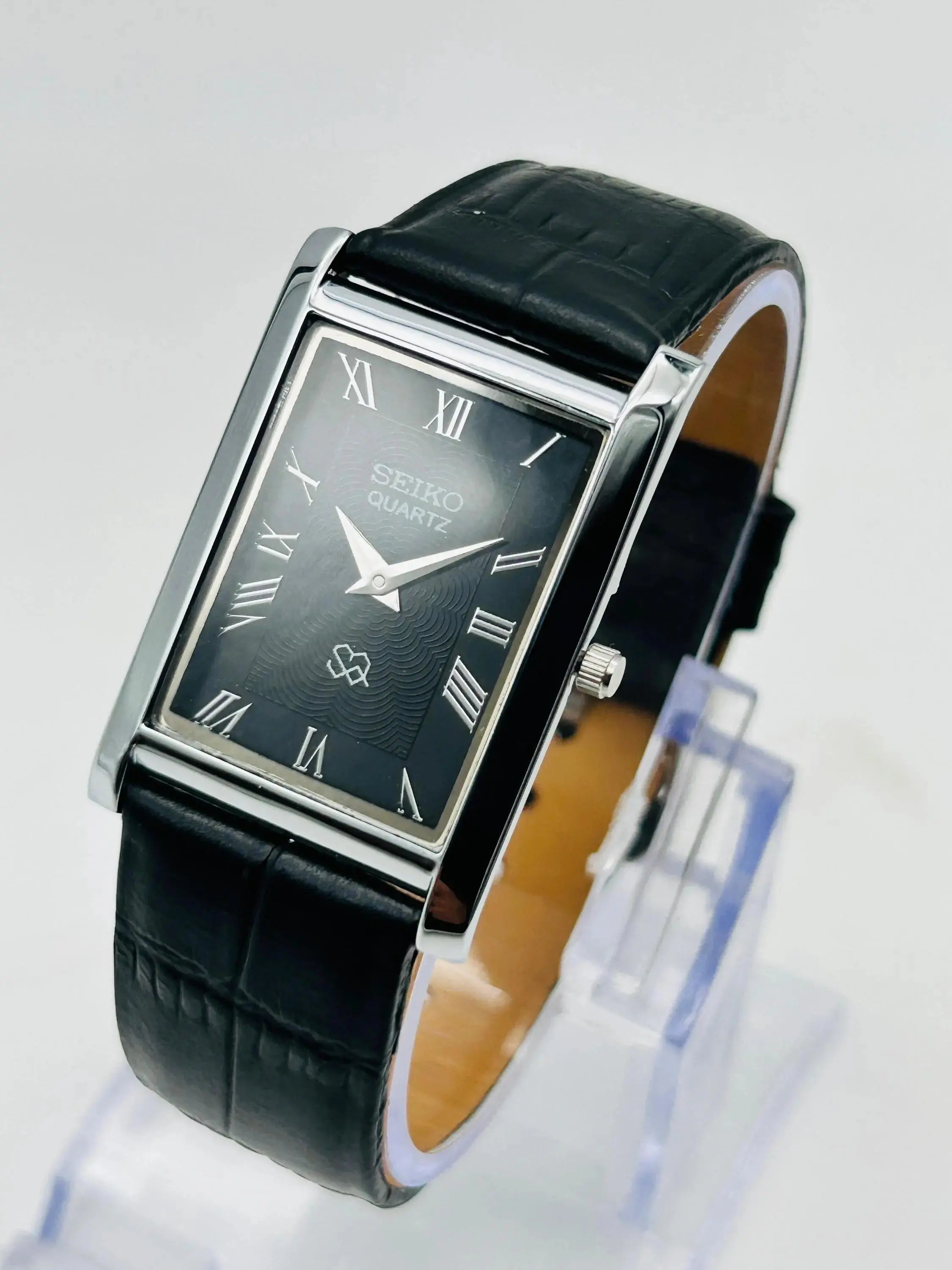 Vintage Seiko S23 Rectangular Quartz Watch – Classic Roman Dial Dress Watch Men National Watches