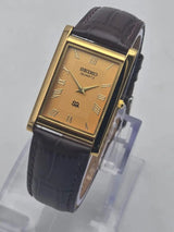 Seiko Tank Style Quartz Watch for Men – Rectangular Roman Dial Leather Strap National Watches