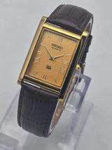 Seiko Tank Style Quartz Watch for Men – Rectangular Roman Dial Leather Strap National Watches