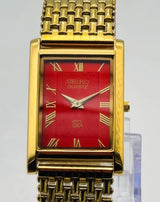 Seiko Rectangular Quartz Watch for Men – Vintage Slim Dress Design National Watches